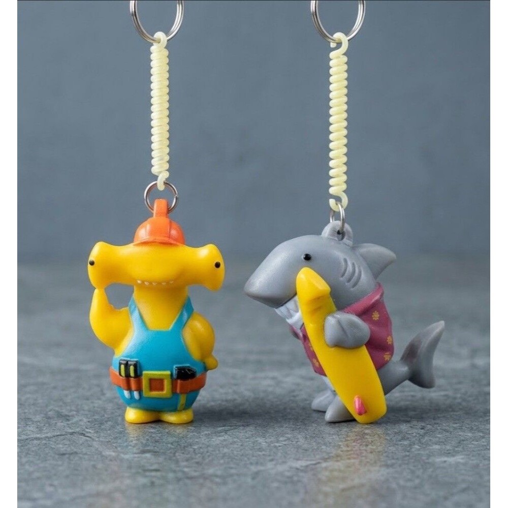 Big Kahuna Fun Shark Keychain Lot 2 Surfboard & Hammerhead Souvenir Key Rings